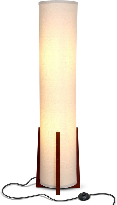 Brightech Parker LED Floor lamp, 48 Inches Tall Lamp with Wood Frame, Asian Design Lamp for Bedroom, Decorative Tower Shade Lamp for Living Rooms & Offices, Great Living Room Décor - LeafyLoom
