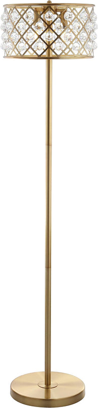 JONATHAN Y JYL9000A Elizabeth 60" Crystal/Metal LED Floor Lamp, Contemporary, Transitional, Elegant, Geometric, Office, Living Room, Family Room, Dining Room, Bedroom, Hallway, Foyer, Brass Gold/Clear - LeafyLoom