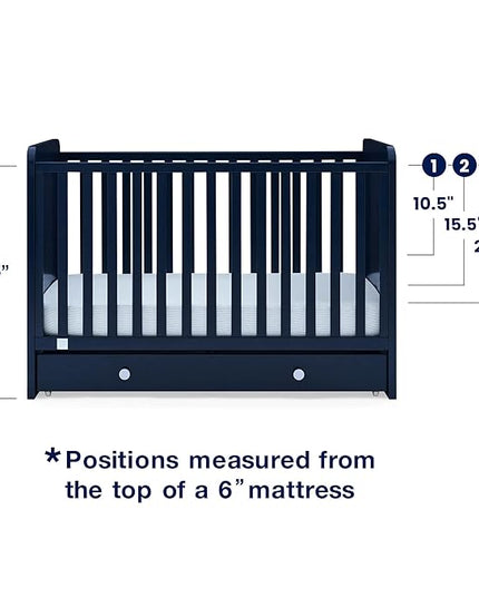 GAP babyGap Graham 4-in-1 Convertible Crib with Storage Drawer - Greenguard Gold Certified, Navy/Light Blue - LeafyLoom