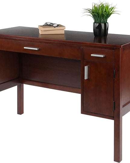 Winsome Wood Emmett Writing Desk, Walnut - LeafyLoom