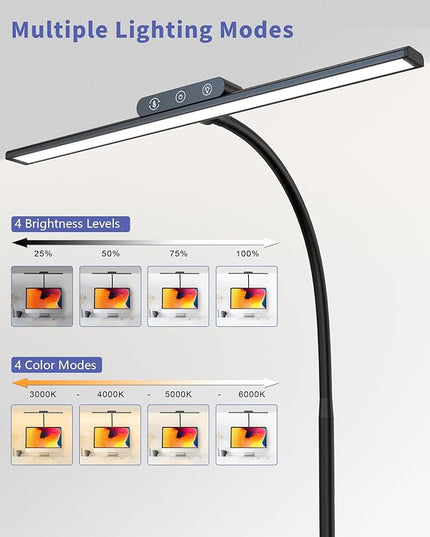 EppieBasic Desk Lamp, Architect Desk Lights for Home Office, Eye Care Led Desk Lamps with Clamp Dimmable & 4 Color Modes, 24V Bright Table Lamp Office Lighting for Working Reading Study - LeafyLoom