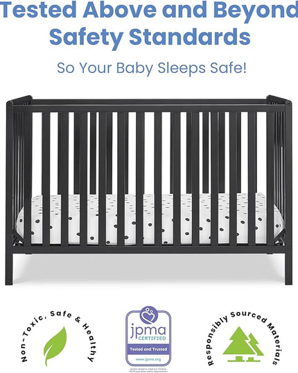 Delta Children Heartland 4-in-1 Convertible Crib, Black - LeafyLoom