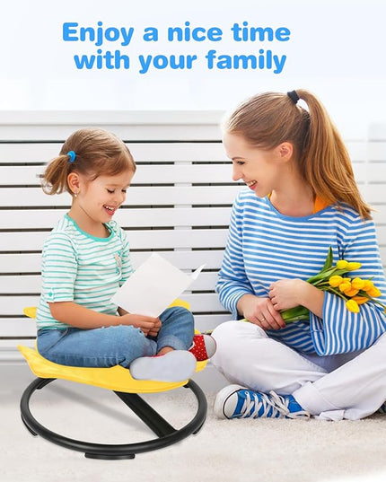 Kids Swivel Chair, Spin Sensory Chair, Spin Chair for Kids Autism,Yellow Metal Base Wobble Stool for Improving 3+ Years Old Kid's Physical Coordination, Ideal Companion for Autism Children - LeafyLoom