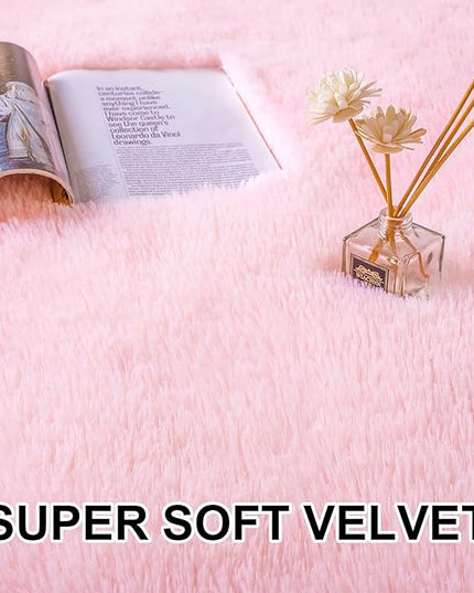 Merelax Soft Shaggy Rug for Kids Bedroom, Oval 2.6'x5.3' Pink Plush Fluffy Carpets for Living Room, Furry Carpet for Teen Girls Room, Anti-skid Fuzzy Comfy Rug for Nursery Decor Cute Baby Play Mat - LeafyLoom