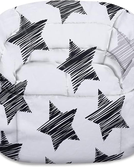 Posh Creations Structured Comfy Bean Bag Chair for Gaming, Reading, and Watching TV, Sonoma Lounge, Canvas - Sketchy Stars - LeafyLoom