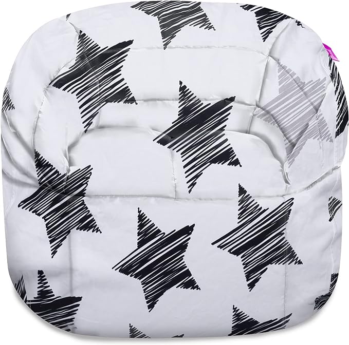 Posh Creations Structured Comfy Bean Bag Chair for Gaming, Reading, and Watching TV, Sonoma Lounge, Canvas - Sketchy Stars - LeafyLoom