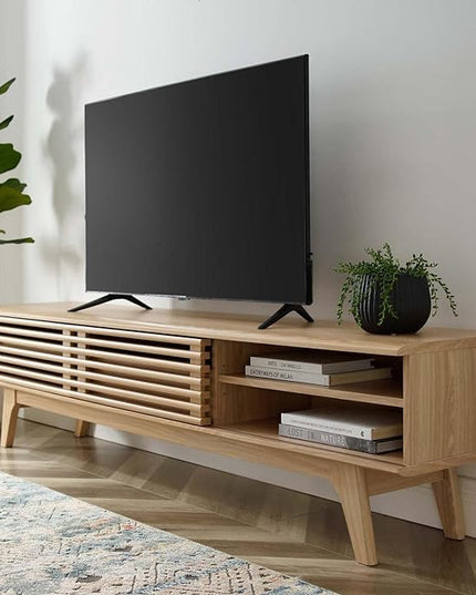 Modway Render Mid-Century Modern Low Profile 70 Inch TV Stand in Oak, 70" - LeafyLoom