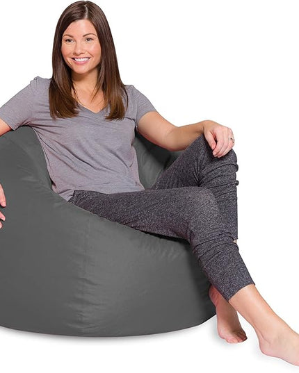 Posh Bean Bag Chair for Children, Teens & Adults - 35", Heather Gray - LeafyLoom
