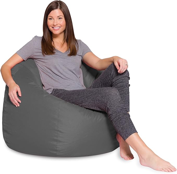 Posh Bean Bag Chair for Children, Teens & Adults - 35", Heather Gray - LeafyLoom