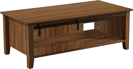 NicBex Coffee Table Wooden Coffee Table with Storage Rectangle Center Tables with Open Shelf and Cabinet Dining Table for Living Room, Dining Room, Office, and Bedroom,43.31" W, Walnut - LeafyLoom