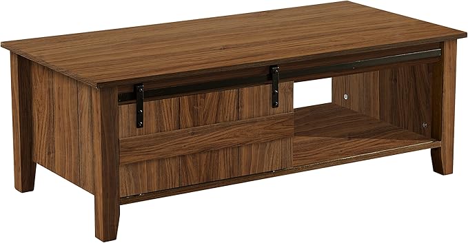 NicBex Coffee Table Wooden Coffee Table with Storage Rectangle Center Tables with Open Shelf and Cabinet Dining Table for Living Room, Dining Room, Office, and Bedroom,43.31" W, Walnut - LeafyLoom