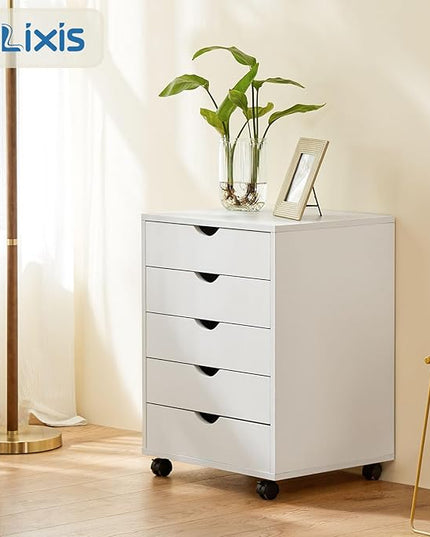 OLIXIS Chest Wood File Cabinet Rolling Organization Storage Dresser with Wheels for Home Office - LeafyLoom