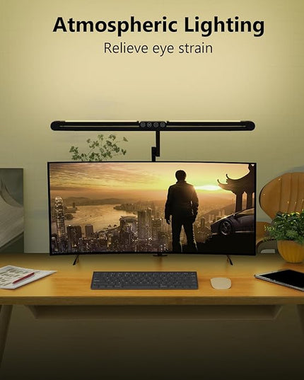 Micomlan 36W Bright Led Desk Lamp with Clamp, 47 Inches Long Architect Desk Lamp Home Office, Dimmable Desk Light with Remote Adjustable Monitor Light Bar Tall Office Light for Computer Table Desktop - LeafyLoom