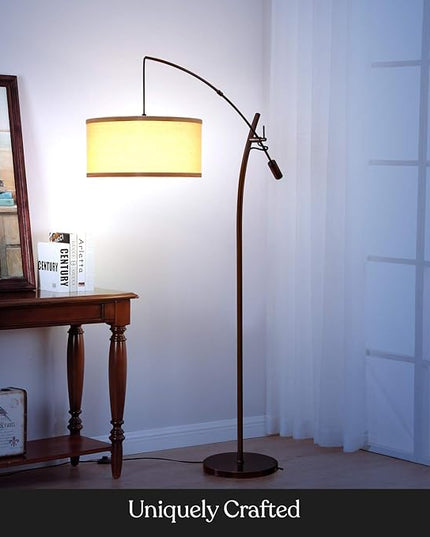 Brightech Grayson LED Floor Lamp, Modern Arc Lamp for Office & Living Room, Tall Lamp with Adjustable Arm, Standing Lamp in Industrial Style for Bedroom Reading - Bronze - LeafyLoom