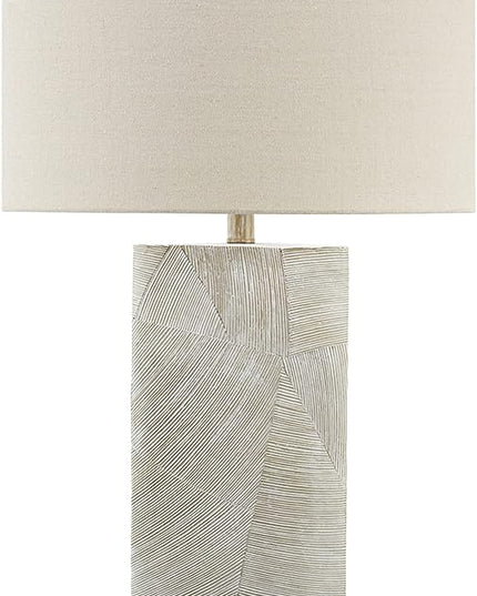 Signature Design by Ashley Bradard 30" Contemporary Ceramic Detailed Table Lamp, Ivory Whitewash - LeafyLoom