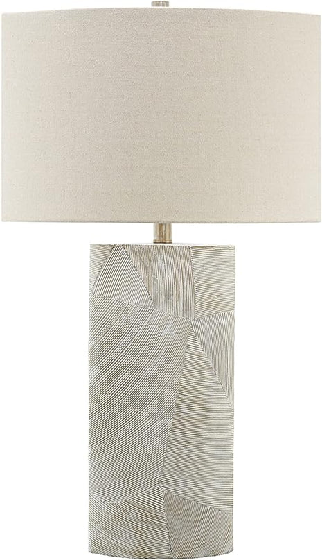 Signature Design by Ashley Bradard 30" Contemporary Ceramic Detailed Table Lamp, Ivory Whitewash - LeafyLoom