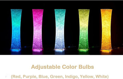 LEONC Design Floor Lamp, LEONC Standing Lamp, RGB 7 Colors Changing LED Bulbs and 10 Levels Brightness, Remote Control and Fabric Shade, Modern for Bedroom, Kids Room and Play Room - LeafyLoom