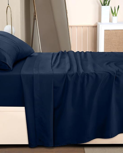 Utopia Bedding Twin Bed Sheets Set - 3 Piece Bedding - Brushed Microfiber - Shrinkage and Fade Resistant - Easy Care (Twin, Navy) - LeafyLoom