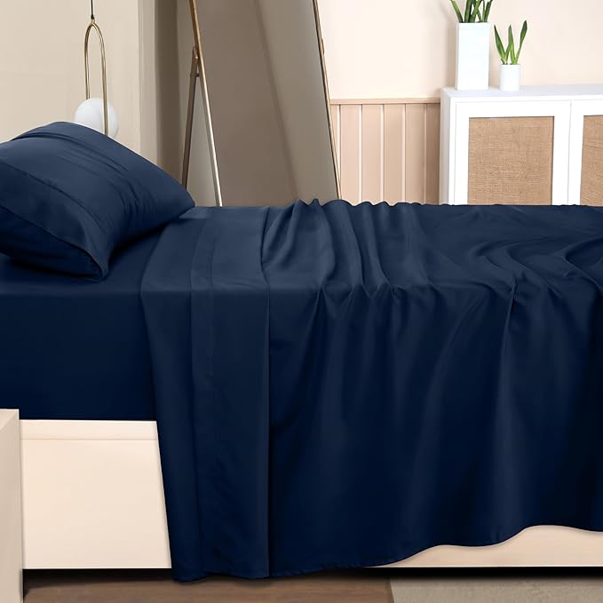 Utopia Bedding Twin Bed Sheets Set - 3 Piece Bedding - Brushed Microfiber - Shrinkage and Fade Resistant - Easy Care (Twin, Navy) - LeafyLoom