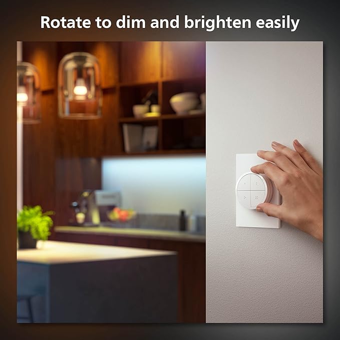 Philips Hue Wall Tap Dial Light Switch, Portable, White - 2 Pack - Requires Hue Lights and Hue Bridge - Smart Home - Easy, No-Wire Installation PhilipsHue