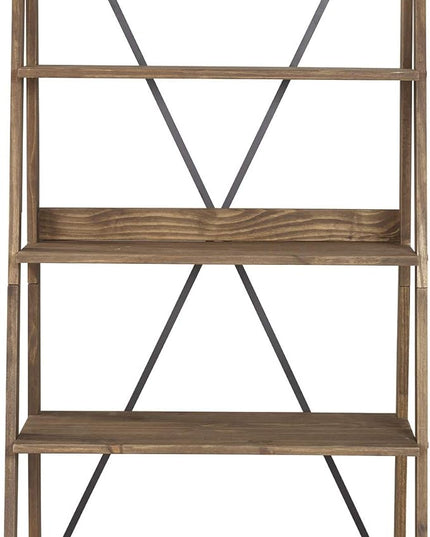 Walker Edison X Back Modern Farmhouse Wood Bookcase Bookshelf Home Office Living Room Storage, 4 Shelves, Brown - LeafyLoom