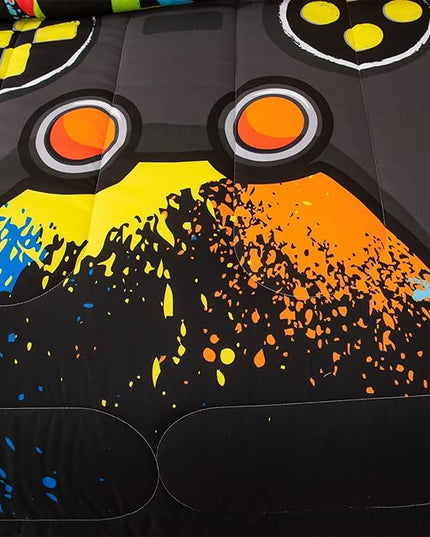 Gamer Girl Comforter Set Rainbow Gradient Gamepad Bedding Set Colorful Queen Size Microfiber Comforter with Pillowcase for Teens Kids Video Game Bedroom Decor - LeafyLoom