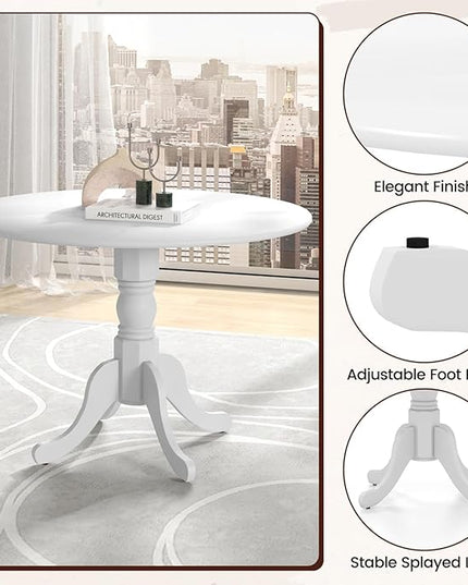 Round Dining Table, All White - LeafyLoom