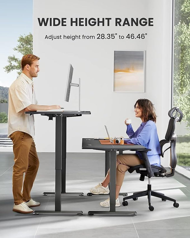 ErGear Height Adjustable Electric Standing Desk, 63x 28 Inches Sit Stand up Desk, Large Memory Computer Home Office Desk (Black) - LeafyLoom