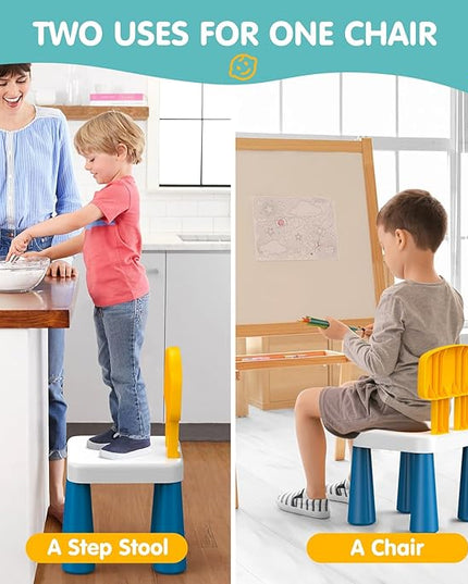 2 Pcs Plastic Toddler Chairs: Kids Chair for Table Birthday Gifts Step Stool Lightweight Indoor Outdoor School Playroom Nursery Beach Camping Activity Small Chair for Kids Boys Girls Age 3-10 - LeafyLoom