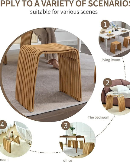 Bamboo Dining Stool Dining Chair Dressing Stool Shoe Stool Bathroom Stool Dining Room Bathroom Living Room Study Bedroom Durable and Beautifully Designed - LeafyLoom