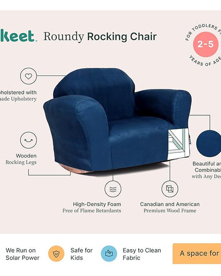 Keet Roundy Rocking Kid's Chair, Navy Microsuede - LeafyLoom