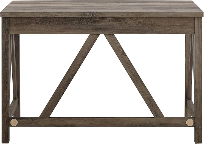 Walker Edison Rustic Farmhouse Wood Computer Writing Desk Home Office Workstation Small, 46 Inch, Grey - LeafyLoom