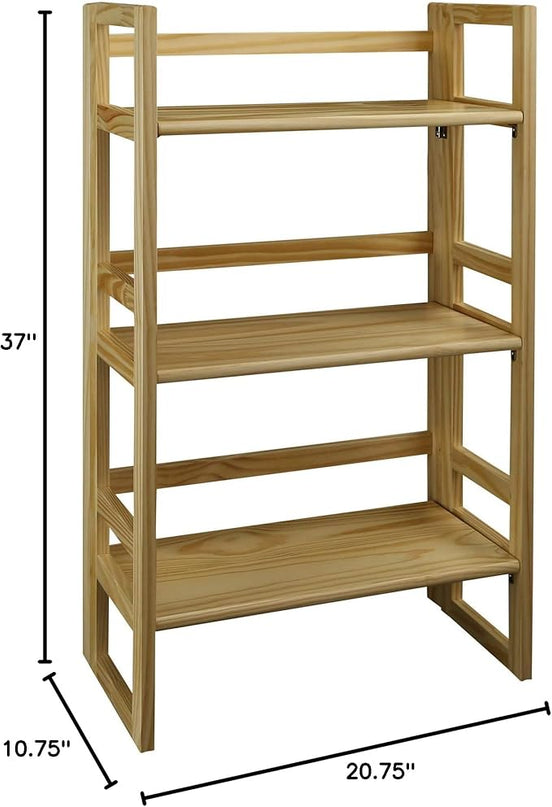 Casual Home 3-Shelf Student 20.75" Wide Folding Bookcase, Natural (New) - LeafyLoom