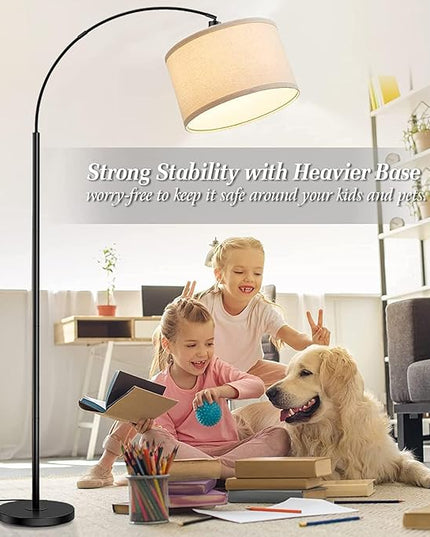 Arc Floor Lamps for Living Room,Modern Standing Lamp with Remote Control,Tall Lamp with Stepless Dimmable,5 Color temperatures,Over Couch Arched Reading Light for Bedroom,Office(Bulb Included) - LeafyLoom