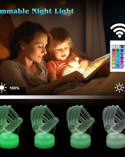 Baseball Night Light,Baseball Gifts for Boy, 3D Baseball Lamp,Kids Bedside Lamp,16 Color Change Decor Lamp with Remote & Smart Touch, Gifts for Christmas Birthday Boys Men Girls - LeafyLoom