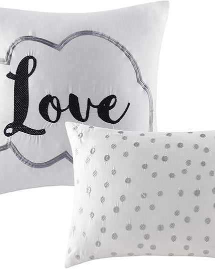 Intelligent Design Raina King / Cal King Comforter Set, Soft Microfiber Comforter Set King, Modern Geometric Metallic Bed Set, 5 Pieces College Bedding Comforter Set with 2 Shams, 2 Toss Pillows Grey - LeafyLoom