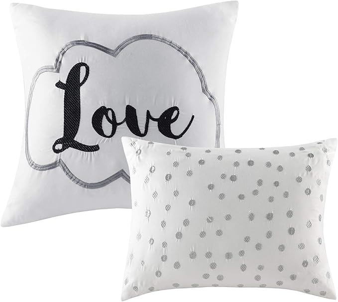 Intelligent Design Raina King / Cal King Comforter Set, Soft Microfiber Comforter Set King, Modern Geometric Metallic Bed Set, 5 Pieces College Bedding Comforter Set with 2 Shams, 2 Toss Pillows Grey - LeafyLoom