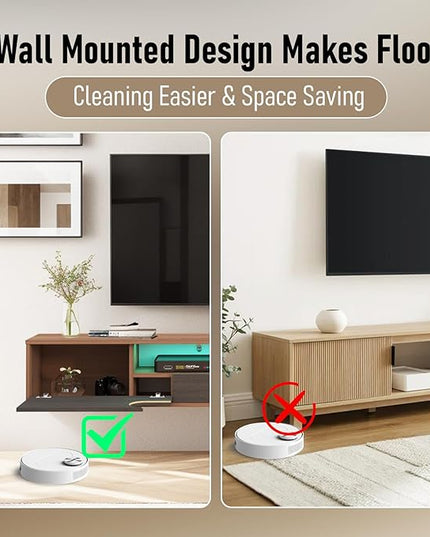 Pmnianhua Floating TV Stand with LED Lights,63'' Wall Mounted TV Cabinet Floating under TV Shelf Media Console Entertainment Center with Storage Living Room Playroom Bedroom(walnut) - LeafyLoom