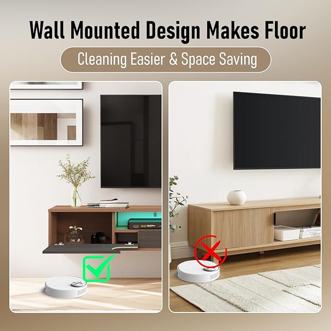 Pmnianhua Floating TV Stand with LED Lights,70'' Wall Mounted TV Cabinet Floating under TV Shelf Media Console Entertainment Center with Storage Living Room Playroom Bedroom(walnut) - LeafyLoom