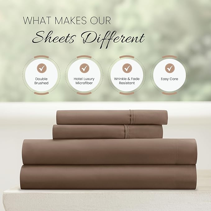 Linen Market Bed Sheets for California King Size Bed (Taupe) - Sleep Better Than Ever with These Soft and Cooling California King Sheets - Deep Pocket Fits 16" Thick Beds - 4 Piece Cal King Sheet Set - LeafyLoom