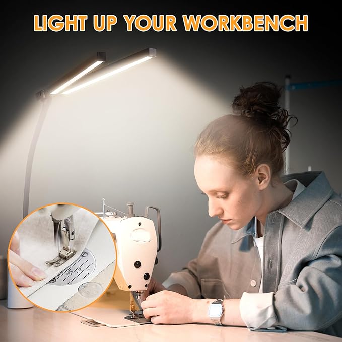 LED Floor Lamp - Foldable Dual Head Design, 24W Ultra Bright Adjustable 3000-5500K Color & 5 Step Brightness, Eye-friendly Anti-glare Reading Lamp with Remote, Standing Lamp for Office Study Drafting - LeafyLoom