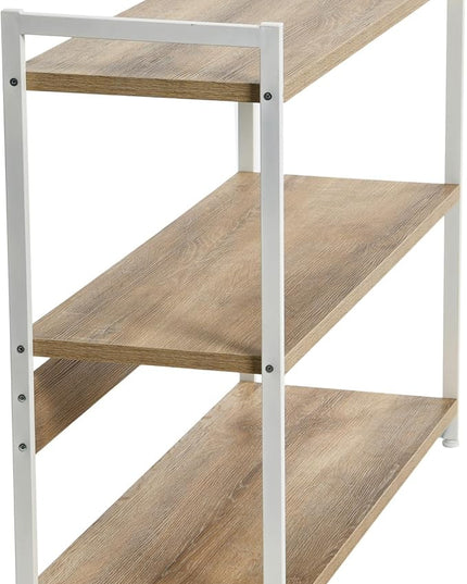 Household Essentials 3 Tier Wide Bookshelf, Coastal Oak Finish - LeafyLoom