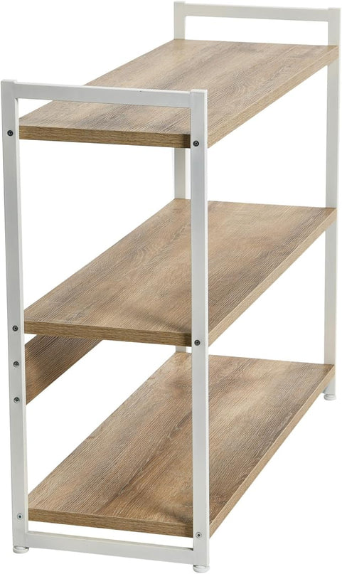 Household Essentials 3 Tier Wide Bookshelf, Coastal Oak Finish - LeafyLoom