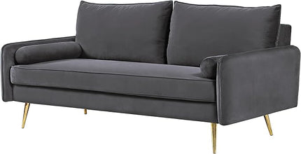 Kent Modern Sofa, European Style Velvet Living Room Furniture with Tapered Legs, Vintage Flair, and Sleek Design, Grey - LeafyLoom