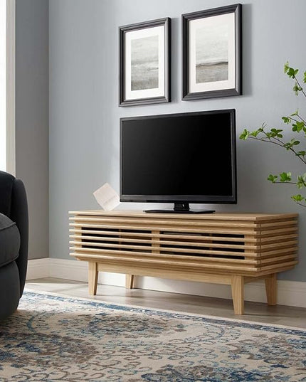 Modway Render Mid-Century Modern Low Profile 46 Inch TV Stand in Oak, 46" - LeafyLoom