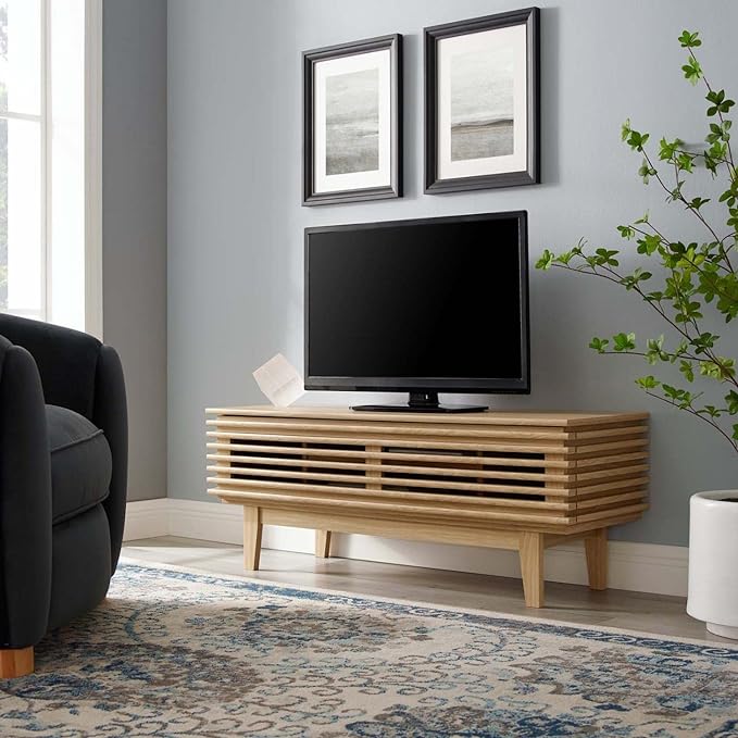 Modway Render Mid-Century Modern Low Profile 46 Inch TV Stand in Oak, 46" - LeafyLoom