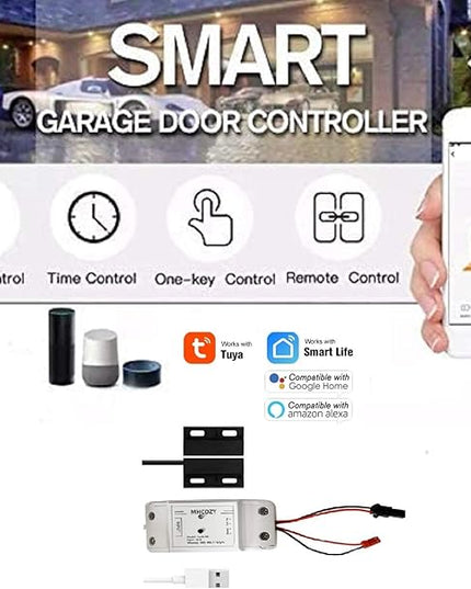 5V WiFi Smar Garage Door Opener Remote Controller,Monitor Garage Open Close Status by Phone Tuya app Anywhere,Compatible with Alexa Google Home MHCOZY