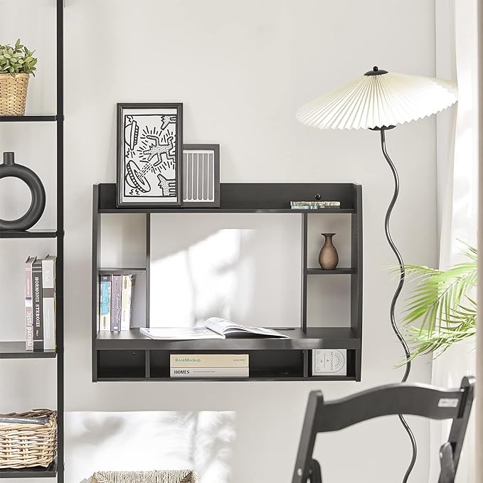 Haotian Home Office Table Desk Workstation Computer Desk with Storage Shelves, Trestle Desk, Black FWT18-SCH - LeafyLoom
