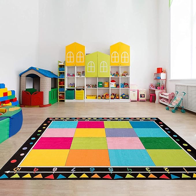 Booooom Jackson Classroom Carpet, Children's Classroom Rug 8'5"x6'5”Kid Rug with Non-Slip Backing,Children's Classroom Educational Seating Carpet Elementary - LeafyLoom