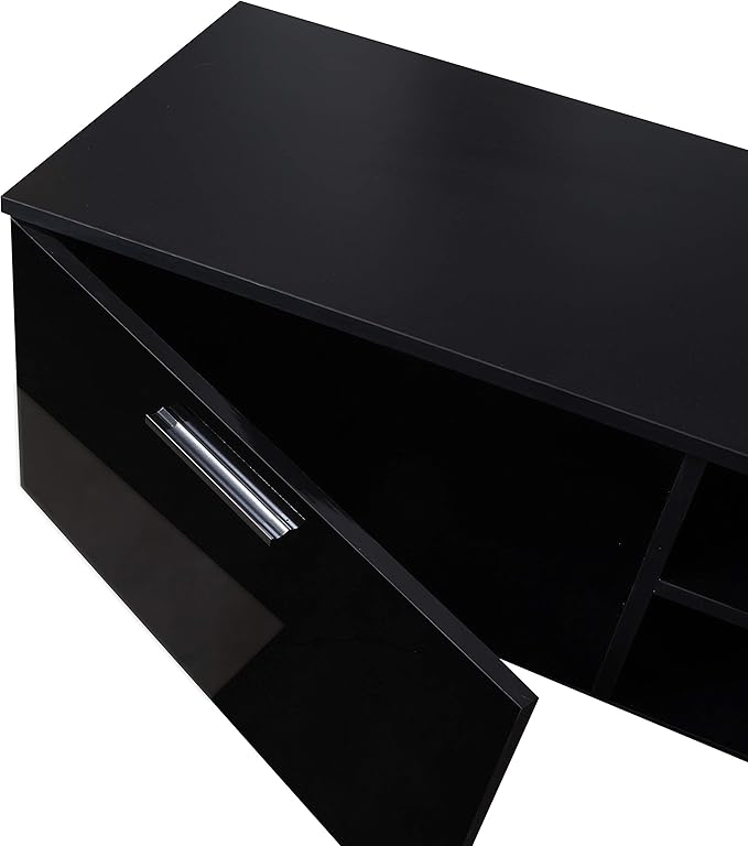 NicBex TV Stand for 70 Inch TV Modern TV Media Console Table with 2 Storage Cabinet and Open Shelves,Entertainment Center with Storage for Living Room,Bedroom,63 Inch,Black - LeafyLoom